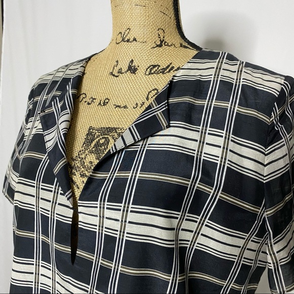 Theory Plaid Silk Blend Shift Dress - Picture 3 of 10